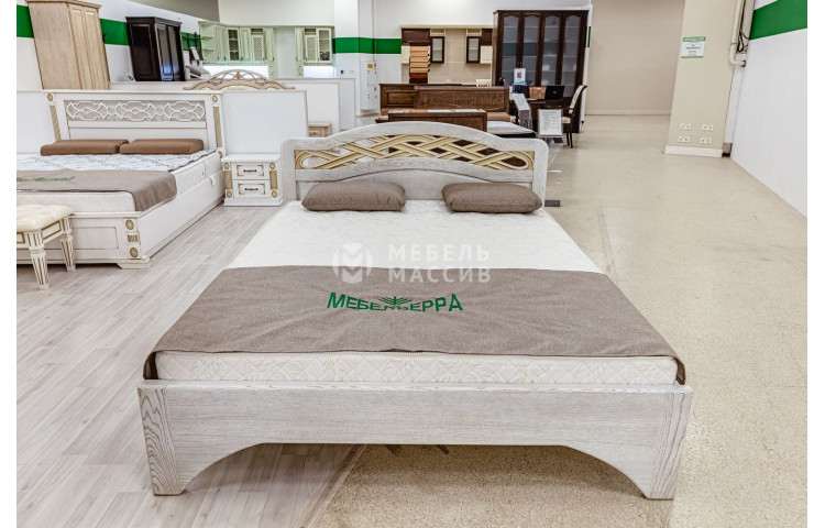 Кровать Стайн (белая эмаль с золотой патиной)