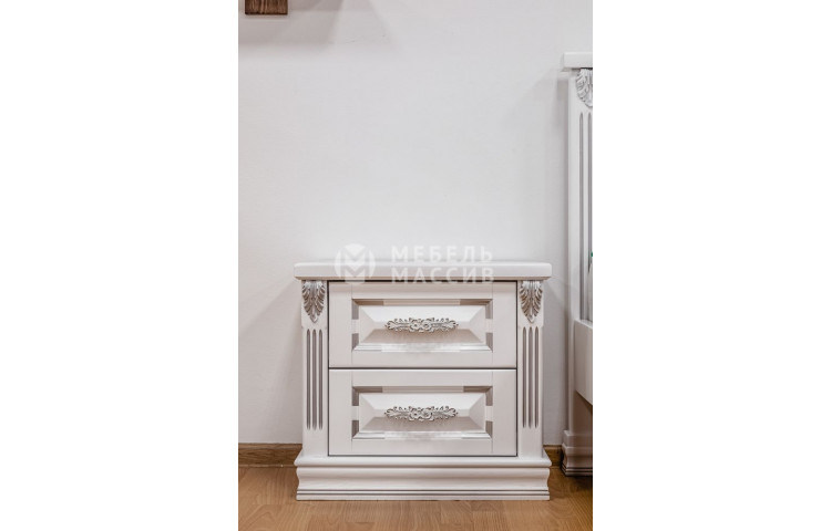 Тумба из серии Оливия (белая эмаль с серебряной патиной)