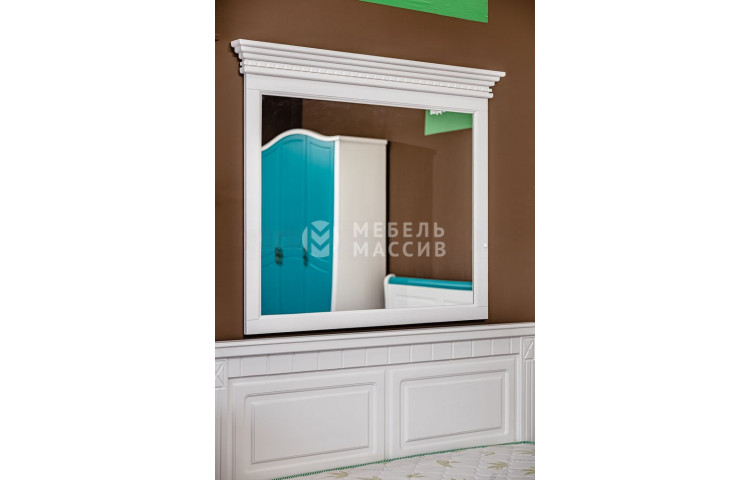 Зеркало к комоду из серии "Флоренция" 4 ящика (белая эмаль)